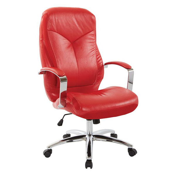 Office Star Clifton Office Chair W/ Red Mesh & Red Faux Leather W/ Chrome Base