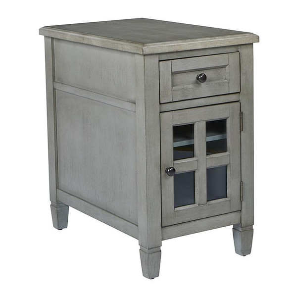 Office Star Drayton Side Table With Power In Antique Grey BP-DRYAC-YM19