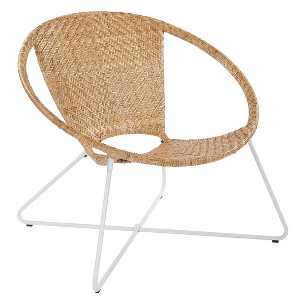 Office Star Navarre Lounge Chair In Natural With White Frame BP-NAVLC-1
