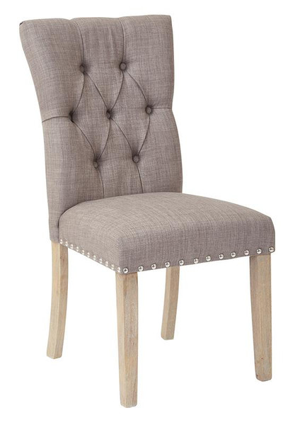 Office Star Preston Dining Chair In Marlow Dolphin Fabric W/ Brushed Legs