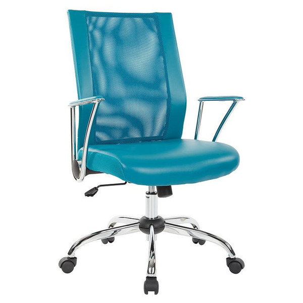 Office Star Bridgeway Office Chair With Blue Woven Mesh And Chrome Base BRD26-7