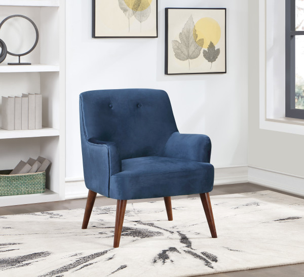 Office Star Chatou Chair In Midnight Blue Fabric With Cordovan Legs CHA51-V38