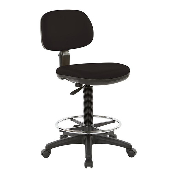 Office Star Sculptured Seat & Back Custom Dillon Fabric Drafting Chair- Black