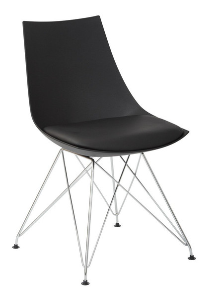 Office Star Eiffel Black Bistro Chair with Chrome Base- (Pack of 2) EFLC2-3