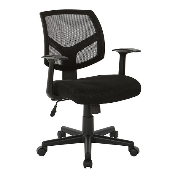Office Star Screen Back Task Chair With "T" Arms And Black Fabric Seat EM20722-F3