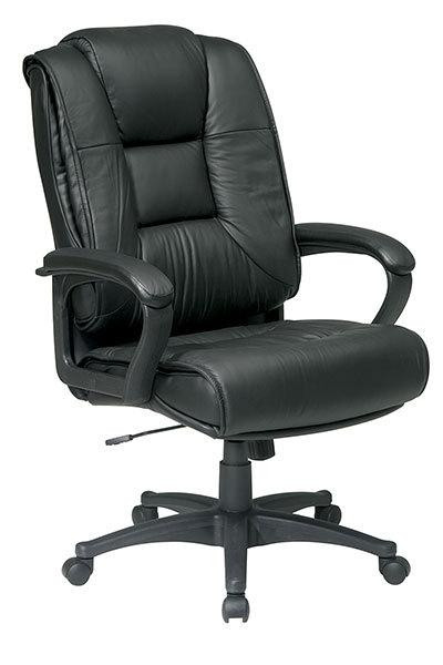Office Star Executive Hi Back Black Glove Leather Chair With Loop Arms EX5162-G13