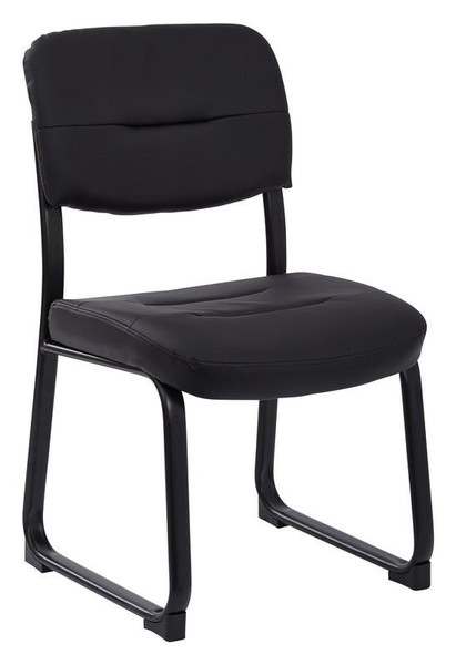 Office Star Faux Leather Executive Faux Leather Black Visitor Chair FL1033-U6