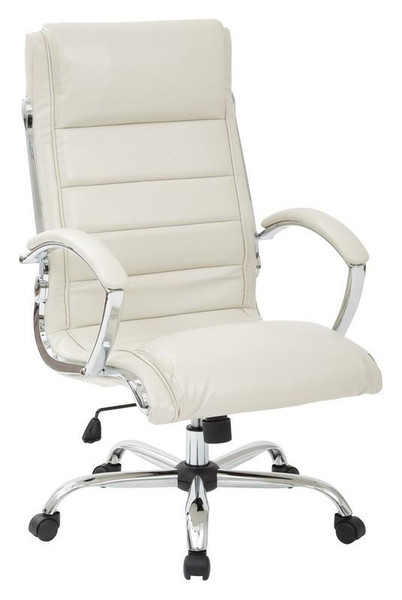 Office Star Executive Chair With Thick Padded Cream Faux Leather Seat FL1327C-U28