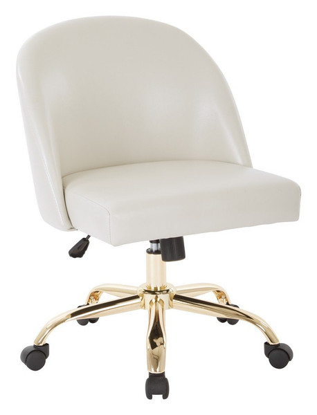 Office Star Mid Back Office Chair in Cream PU with Gold Base FL3224G-U28