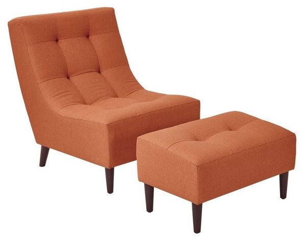 Office Star Hudson Chair With Ottoman Tangerine Fabric And Espresso Legs HDS51-M5