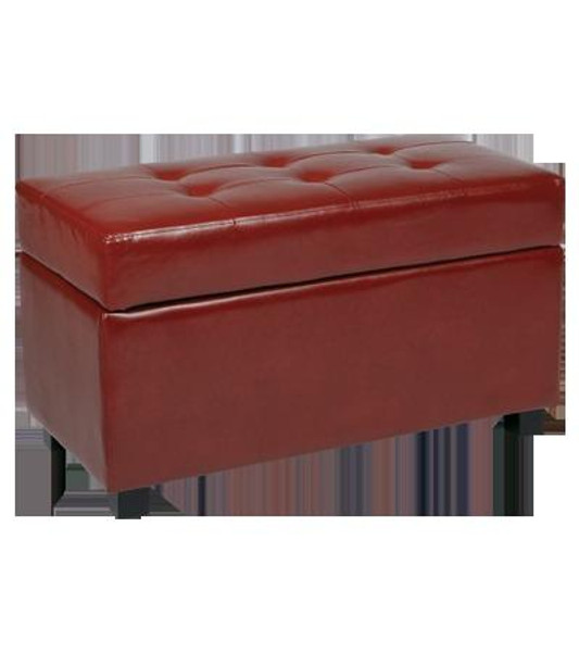 Office Star Osp Designs Metro Crimson Red Faux Leather Storage Ottoman MET804RD