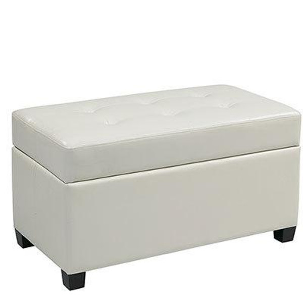 Office Star Metro Vinyl Storage Ottoman In White MET804V-PB11