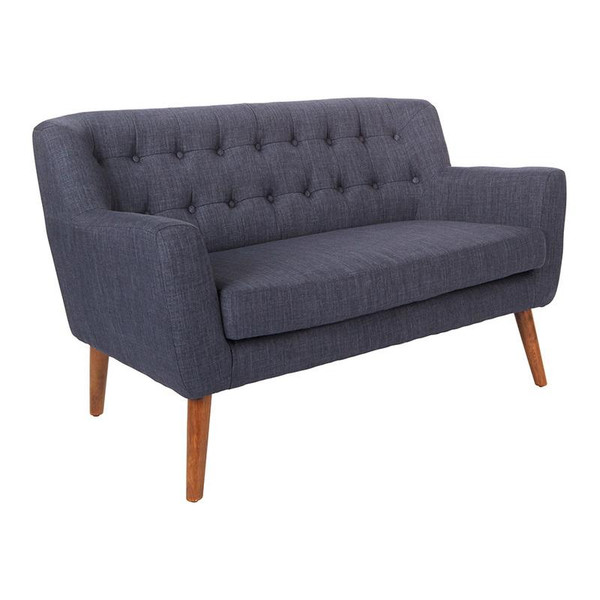 Office Star Mill Lane Loveseat In Navy Fabric With Coffee Legs MLL52-M19
