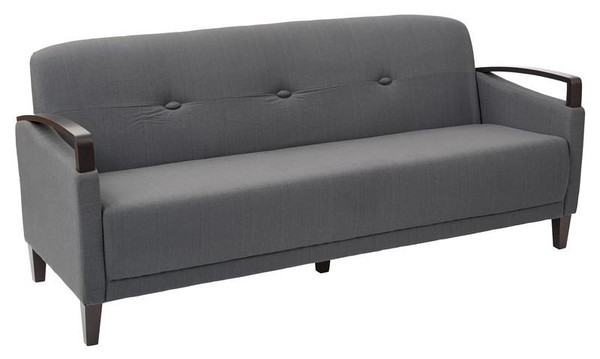 Office Star Main Street Sofa in Charcoal Fabric and Dark Espresso Wood Accents MST53-W12