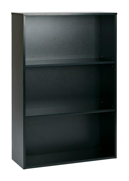 Office Star Prado 48" Black 3-Shelf Bookcase PRD3248-BLK