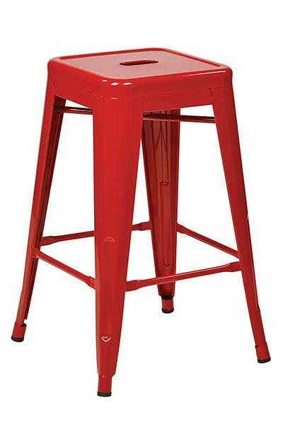 Office Star Patterson 30" Red Steel Backless Barstool ( Pack Of 4 ) PTR3030A4-9