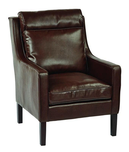 Office Star Colson Cocoa Bonded Leather Arm Chair w/ Brown Brushed Legs SB257-BD24