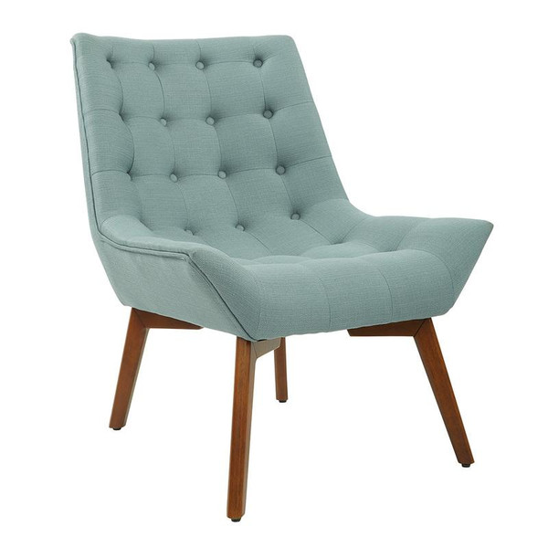 Office Star Shelly Tufted Chair In Sea Fabric With Coffee Legs K/D SHE-K21