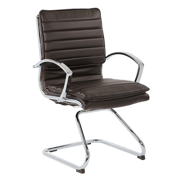 Office Star Guest Faux Leather Chair In Espresso With Chrome Base SPX23595C-U1