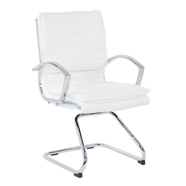 Office Star Guest Faux Leather Chair In White With Chrome Base SPX23595C-U11