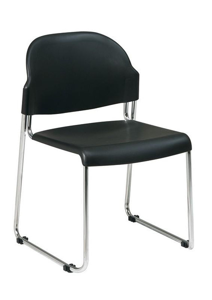 Office Star Black Stacking Chair With Plastic Seat And Back (Pack Of 4) STC3030-3