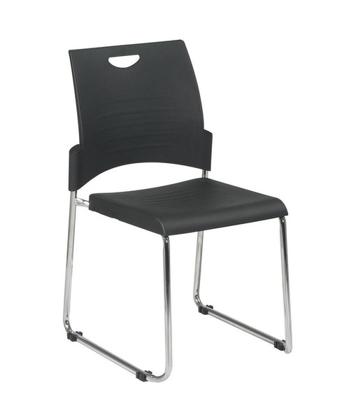Office Star Straight Leg Stack Chair - Black (Pack of 4) STC8302C4-3