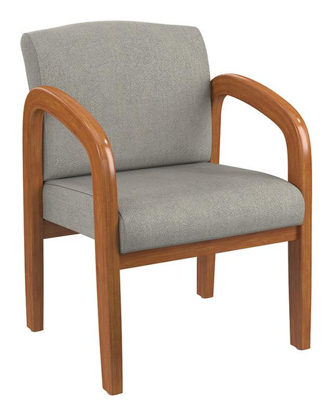 Office Star Medium Oak Finish Wood Visitor Chair In Twilight Sky Fabric WD380-K009