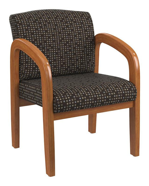 Office Star Medium Oak Finish Wood Visitor Chair In Fine Tune Cocoa Fabric WD380-K104