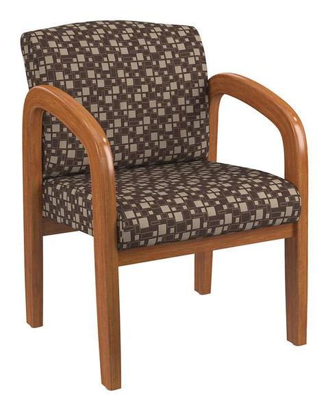 Office Star Medium Oak Finish Wood Visitor Chair In City Park Walnut Fabric WD380-K110