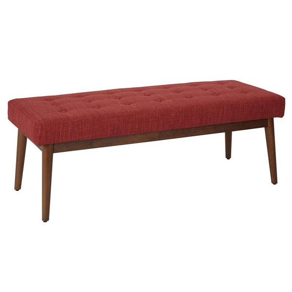 Office Star West Park Bench In Berry Fabric With Coffee Finished Legs WPB-M53