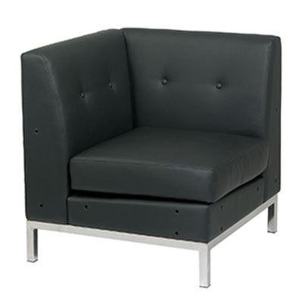 Office Star Wall Street Corner Chair In Black Faux Leather WST51C-B18
