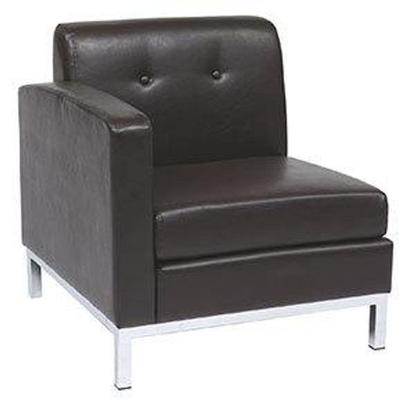 Office Star Wall Street Left Side Arm Chair In Espresso Faux Leather WST51LF-E34