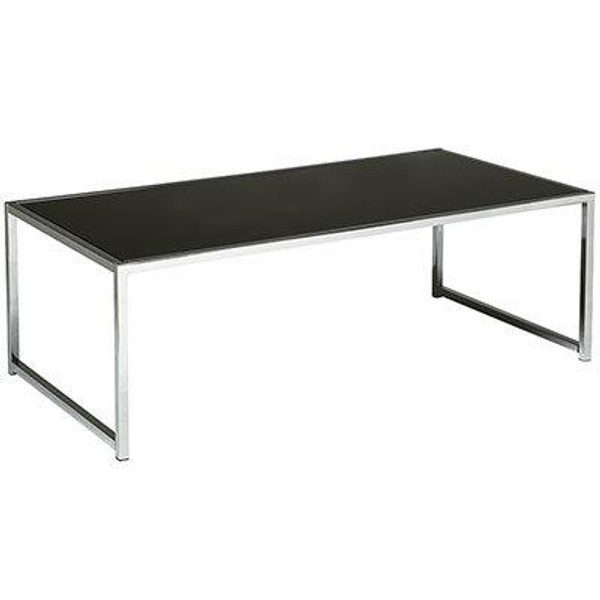 Office Star Yield Rectangle Chrome Coffee Table With Black Glass Top YLD12