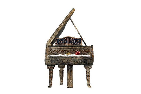 W8000-177B Oh! Trendy Grand Piano Piggy Bank With Rose - Rustic