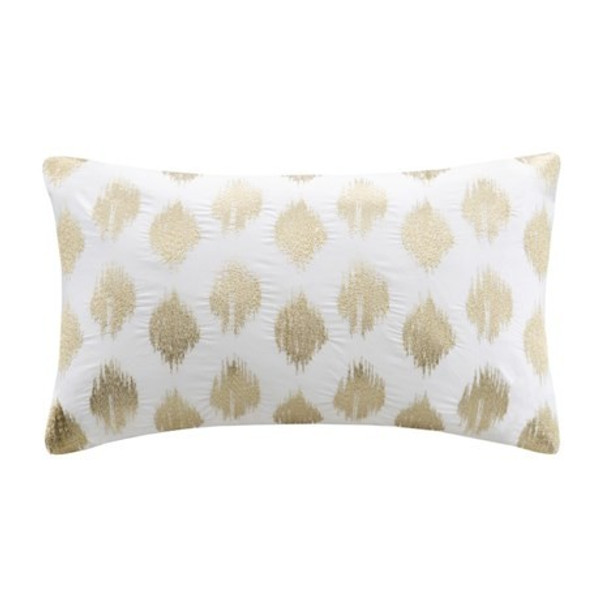 Ink Ivy Metallic Gold Embroidery Oblong Pillow -12X18" II30-210 By Olliix