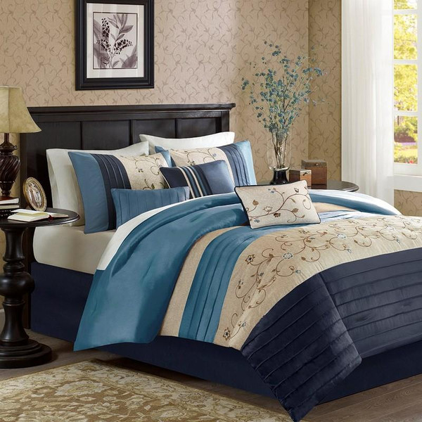 Madison Park Embroidered 7 Piece Comforter Set - Cal King MP10-3451 By Olliix