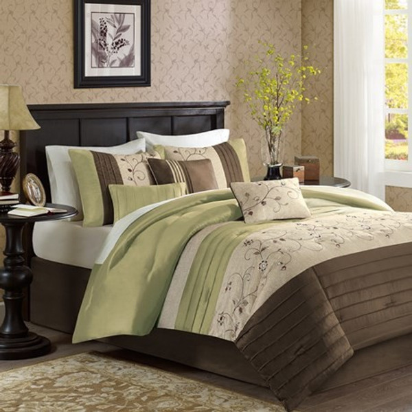 Madison Park Serene Embroidered 7 Piece Comforter Set -King MP10-637 By Olliix
