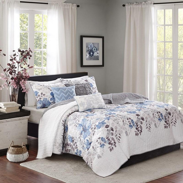 Madison Park Luna 6 Piece Quilted Coverlet Set -Full/Queen MP13-2120 By Olliix