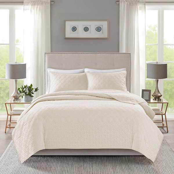 Madison Park Linnette 3 Piece Coverlet Set -Full/Queen MP13-5495 By Olliix