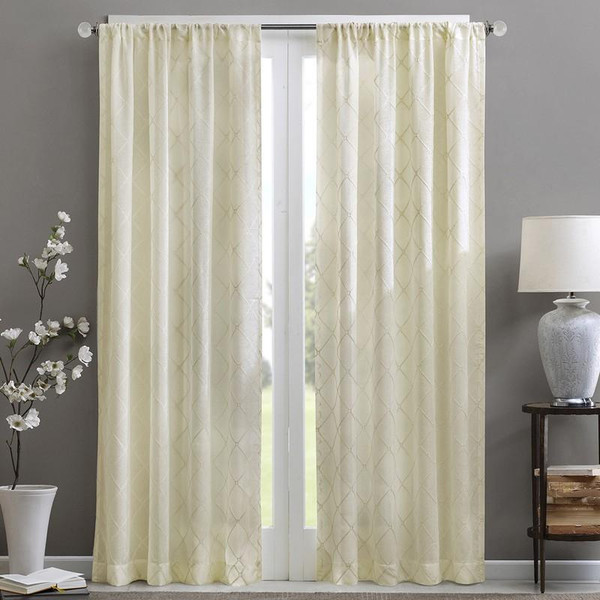 Madison Park Irina Diamond Sheer Window Curtain -84" Panel MP40-1065 By Olliix