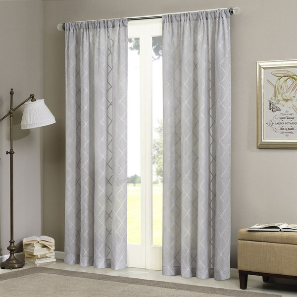 Madison Park Irina Diamond Sheer Window Curtain -84" Panel MP40-1066 By Olliix