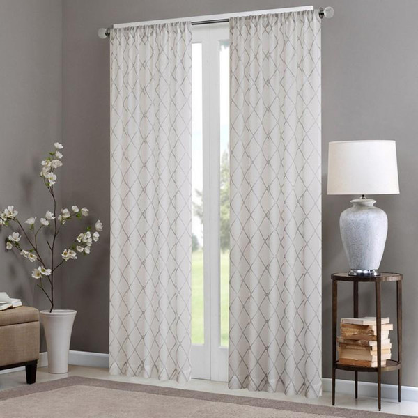 Madison Park Irina Diamond Sheer Window Curtain -95" Panel MP40-2331 By Olliix