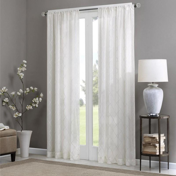 Madison Park Irina Diamond Sheer Window Curtain -95" Panel MP40-2332 By Olliix