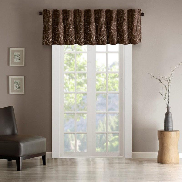 Madison Park Faux Silk Embroidered Window Valance -50X18" MP41-4570 By Olliix