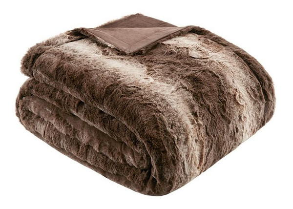 Madison Park Zuri Faux Fur Oversized Bed Throw -96X80" MP50-2919 By Olliix