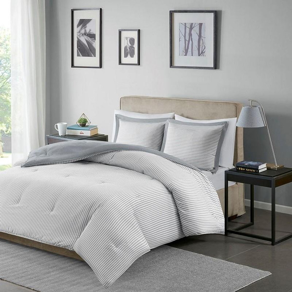 Reversible Stripe Down Alternative Comforter Mini Set -King/Cal King MPE10-566 By Olliix