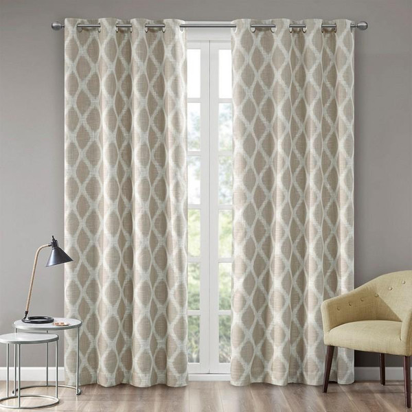 Blakesly Printed Ikat Blackout Window Panel (50x84) - Taupe SS40-0072 By Olliix