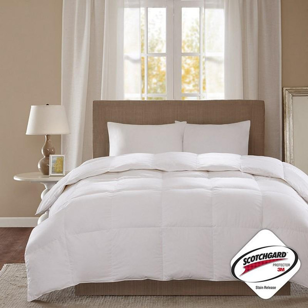 Cotton Sateen White Down Comforter W/ 3M Scotchgard -King TN10-0057 By Olliix