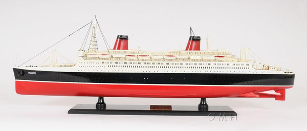 C018 SS France Painted Ship Model by Old Modern Handicrafts