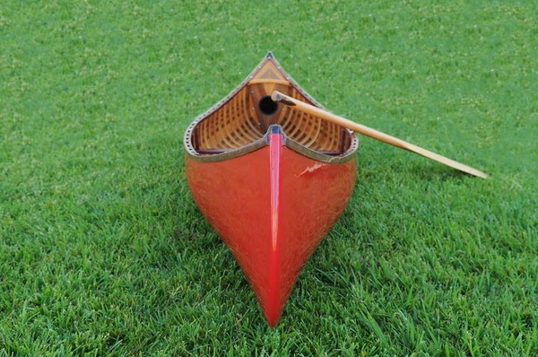 K019 Red Canoe 10' With Ribs Curved Bow by Old Modern Handicrafts